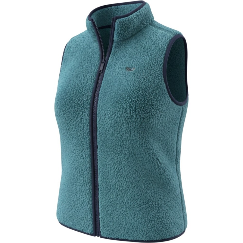 Vineyard Vines Girls Blue Sherpa Fleece Full Zip Vest Size L 16 30001168